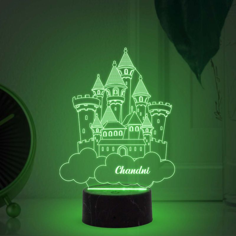 3D Illusion Princess House Night lamp with Automatic Color Changing Light Customized with Name Gift for Children Girls